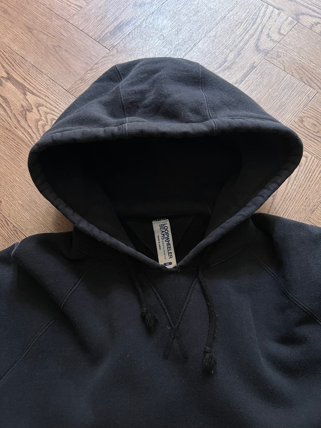 [XL]BEAMS X 루프휠러 재팬메이드 블랙 후드 티셔츠 상품이미지2