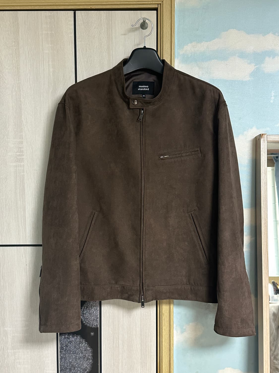 (2XL) 무탠다드 신세틱 스웨이드 레이서 재킷 [브라운] 상품이미지2