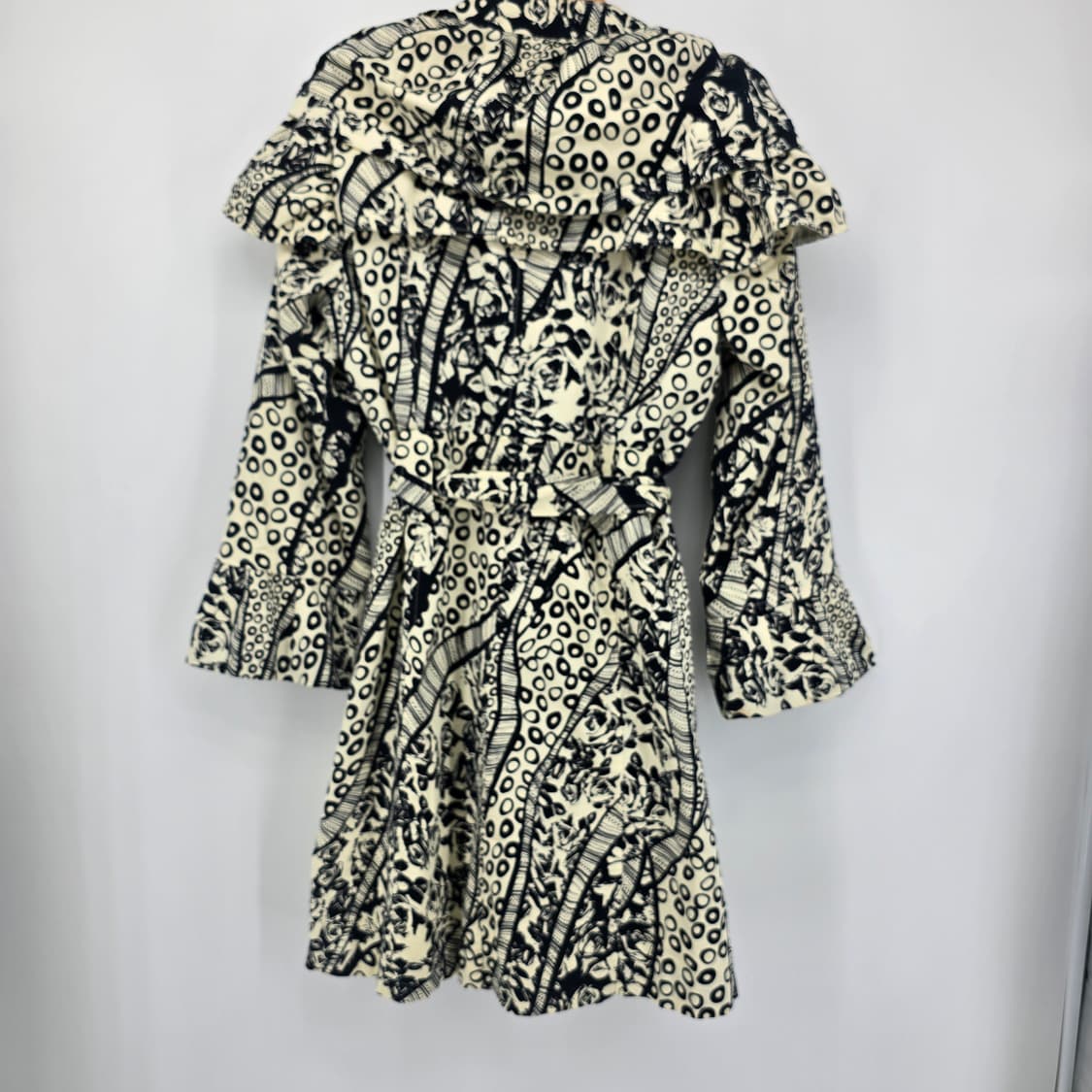 SARAH COLLECTION 패턴 벨트 원피스 프릴 카라 빈티지 여성 상품이미지9