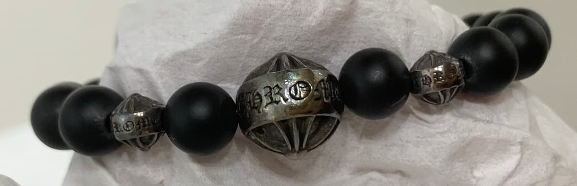 [8mm]크롬하츠 3볼 비즈 팔찌 블랙 실버 상품이미지7