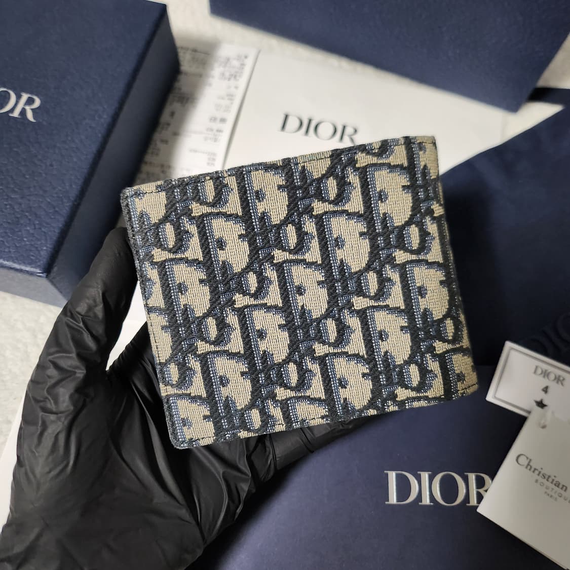 [영수증/풀구성]디올 오블리크 자카드 반지갑 베이지 상품이미지3