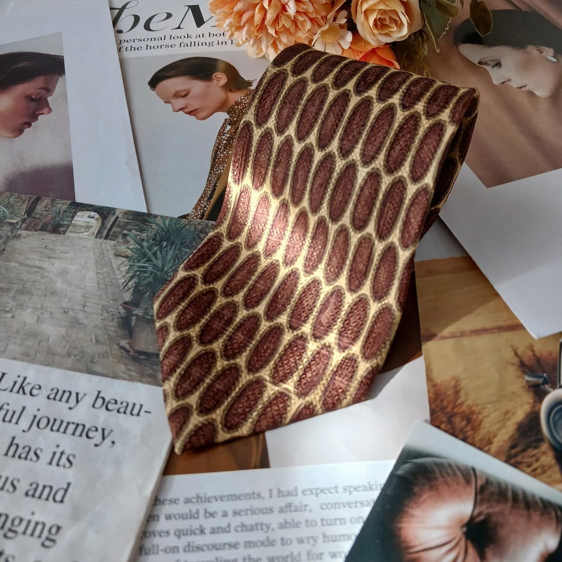 웅가로 실크 브라운 오벌 자카드 넥타이 9.3cm A+등급 A19197
 상품이미지2