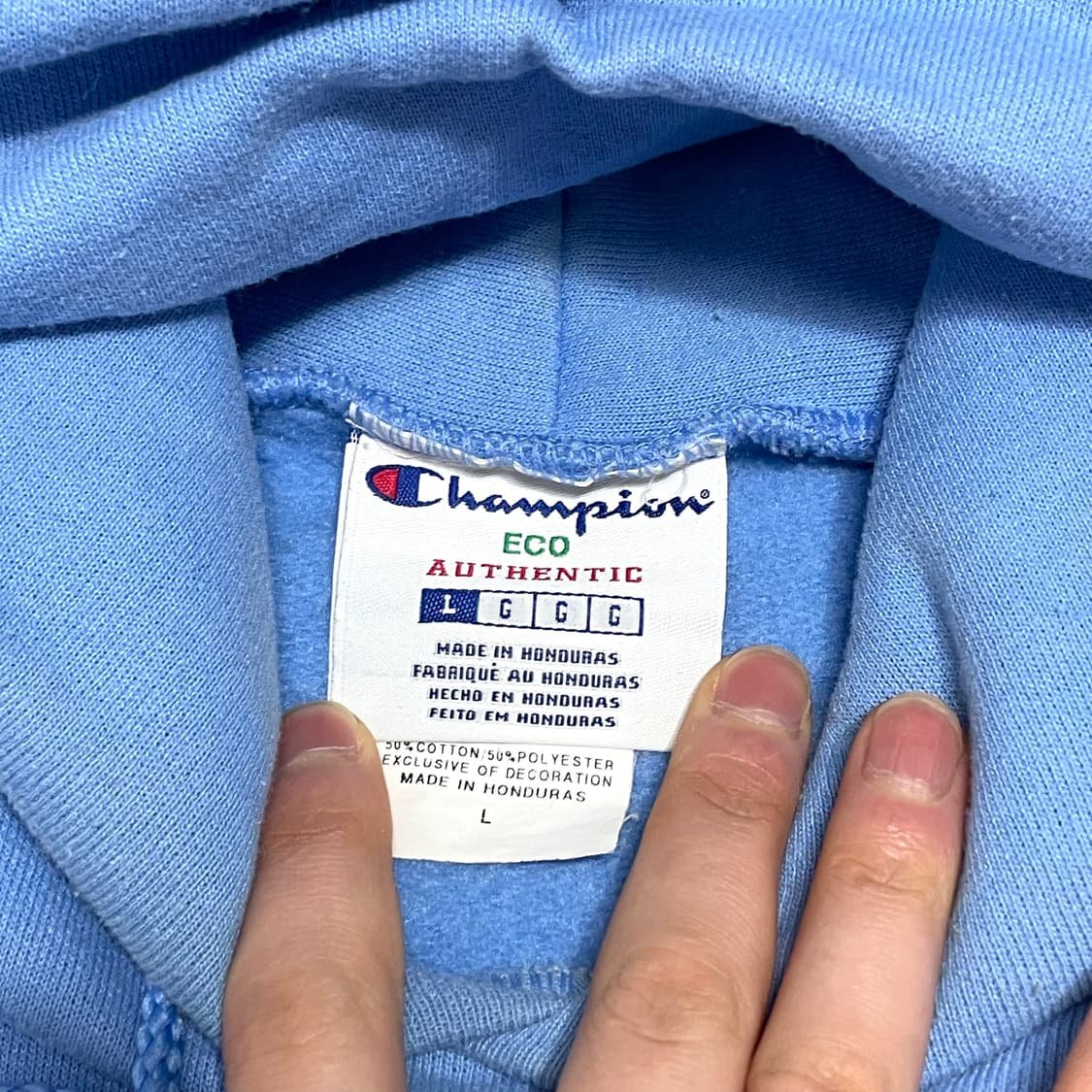 챔피온 블루 기모 후드티셔츠 남성L 상품이미지5