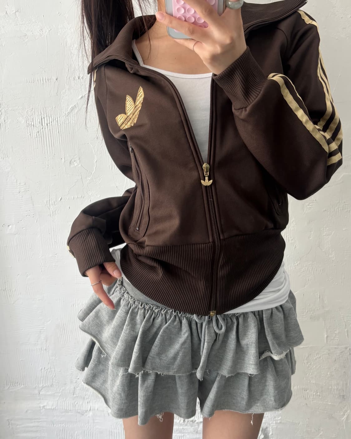 Adidas 아디다스 브라운컬러 스팽글 글리터 우먼 트랙탑 상품이미지1