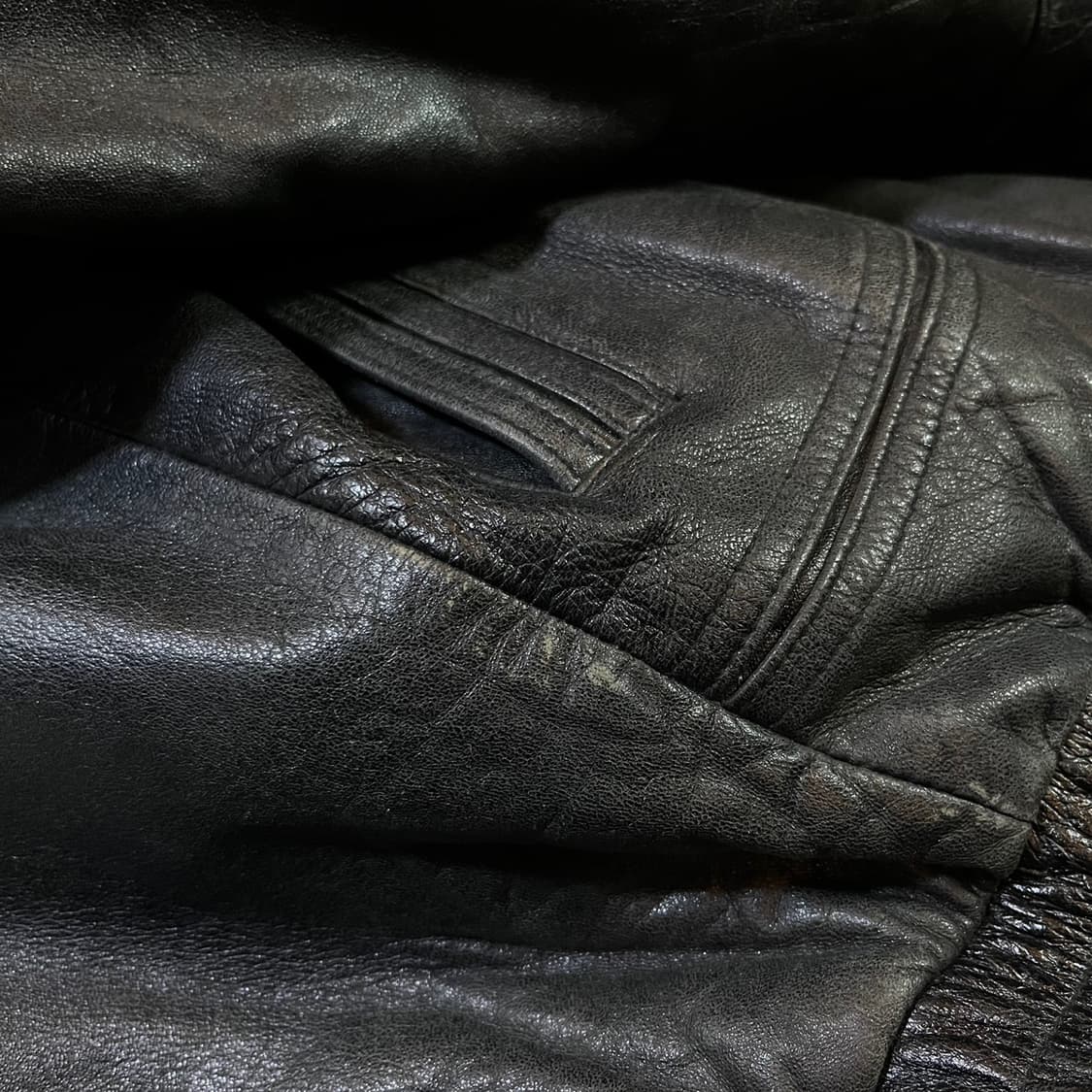 Vintage 빈티지 양가죽 커브드 라인 봄버자켓 상품이미지5