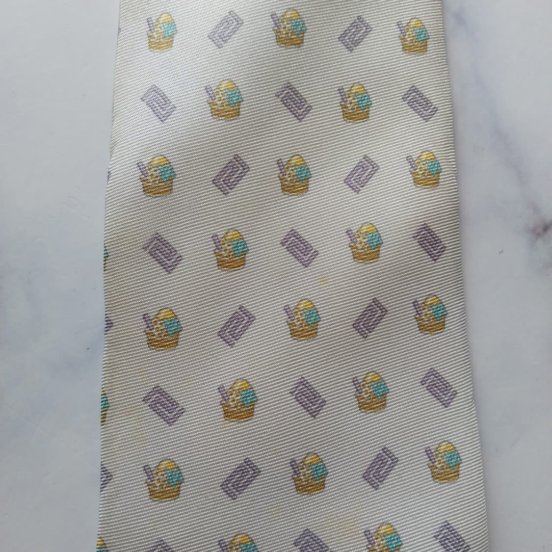 베르사체 실크 아이스크림 & 로고 모티브 넥타이 9cm B등급 K1949 상품이미지5