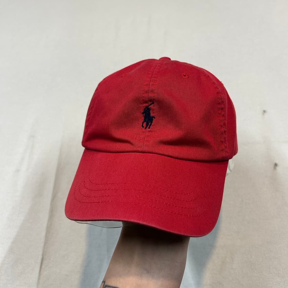 폴로 랄프로렌 레드 볼캡 모자 가죽스트랩 정품 상품이미지1