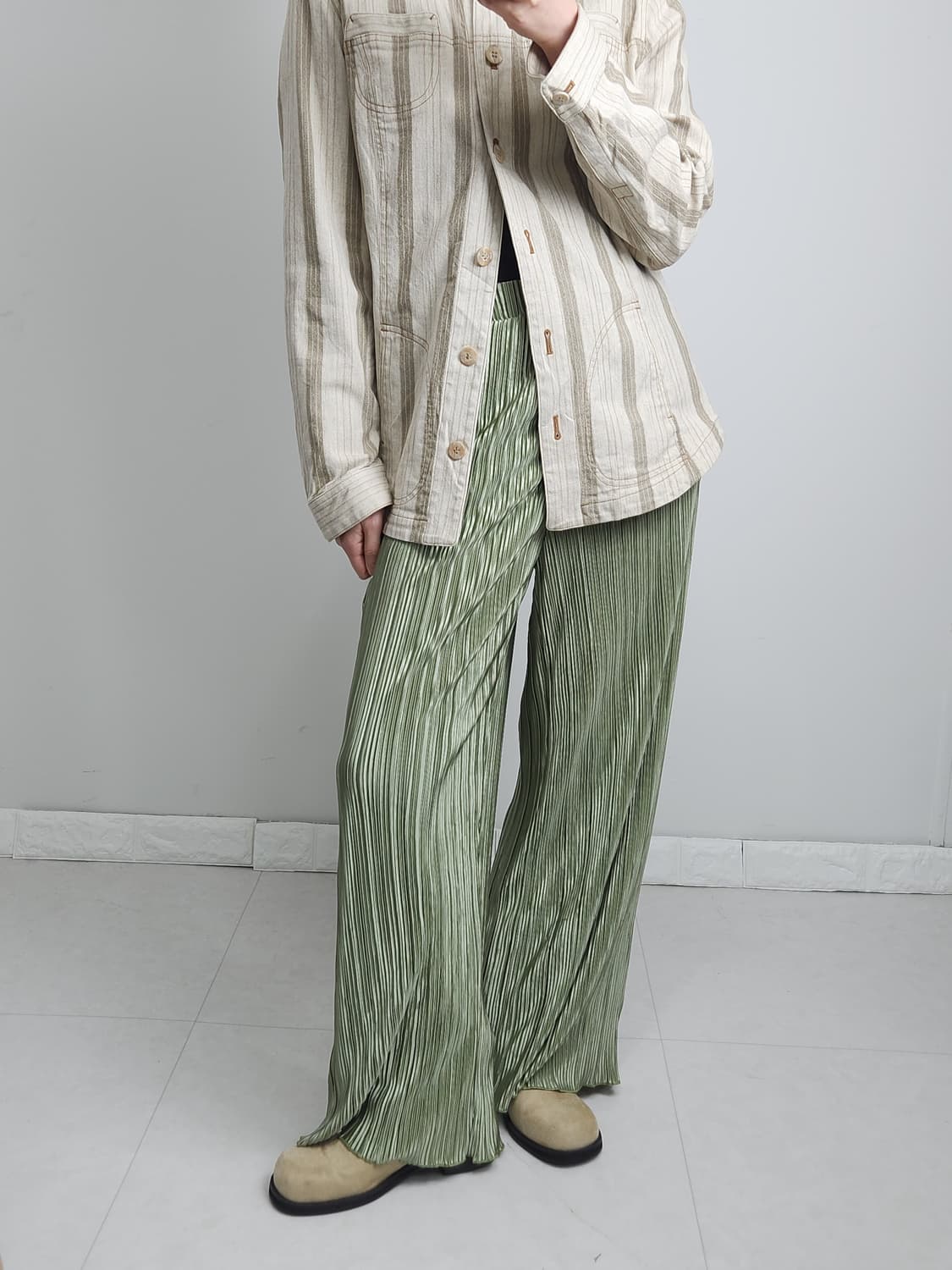 (GU)골지 글로시 롱 팬츠 상품이미지5