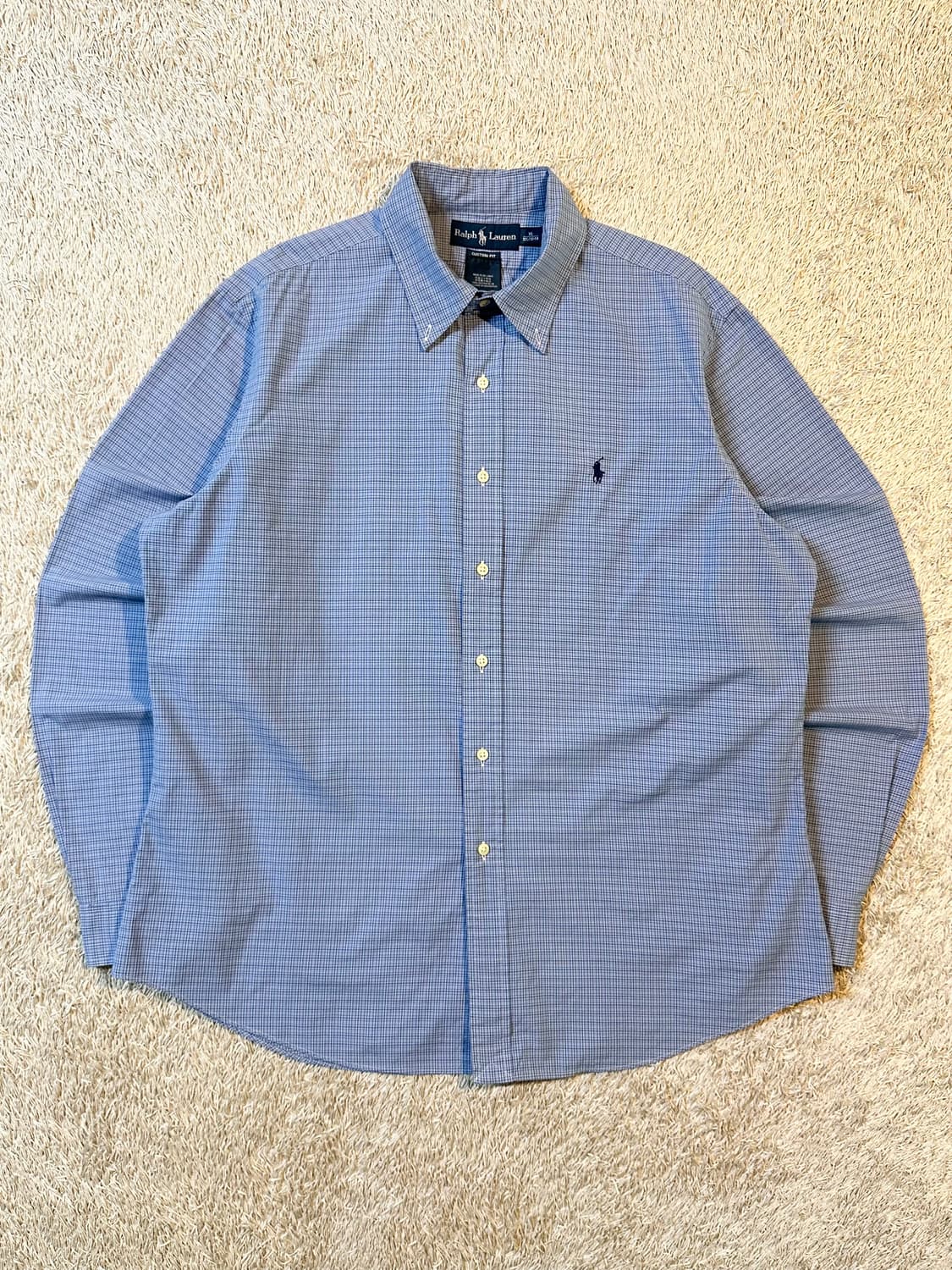 폴로 랄프로렌 신형 커스텀핏 네이비포니 코튼 체크셔츠 상품이미지1