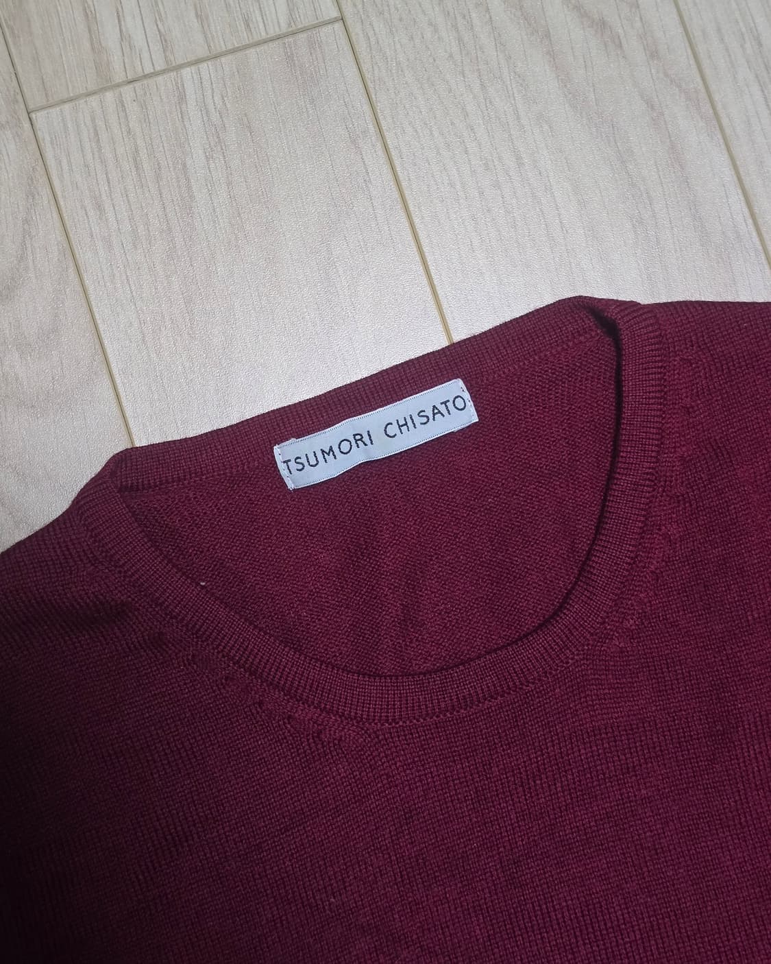 츠모리치사토 버건디 울 반팔니트 상품이미지5