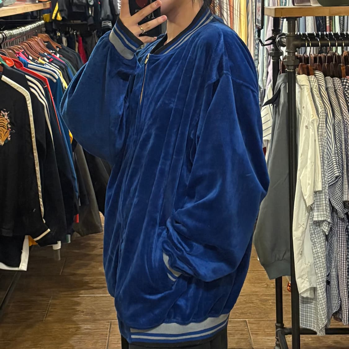 [HI] vtg 벨로아 벨벳 져지 블루 상품이미지3