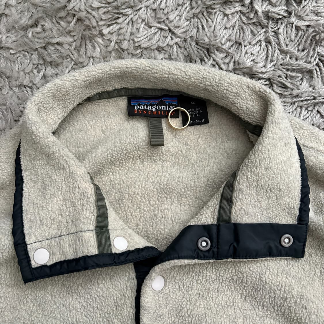 90s 파타고니아 신칠라 스냅-T 오트밀 헤더/블랙 USA 상품이미지3