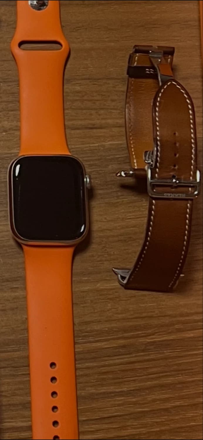 애플워치 에르메스 Series 7 45mm / 골드 가죽 스트랩 디플로이 상품이미지2