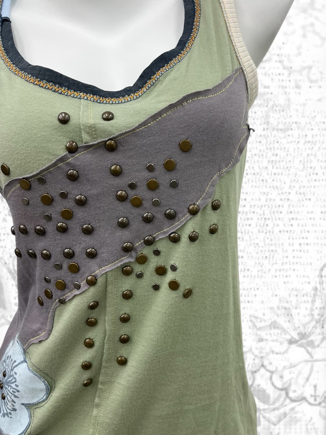 patch worked bronze stud sleeveless 상품이미지5