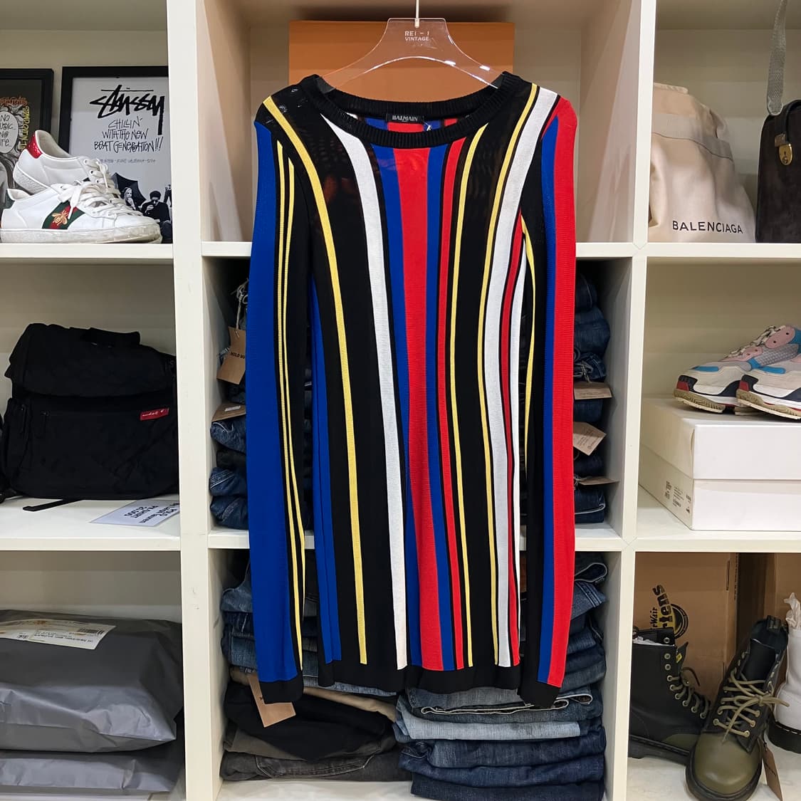 발망 비스코스 혼방 스트라이프 긴팔 티셔츠 S 상품이미지1