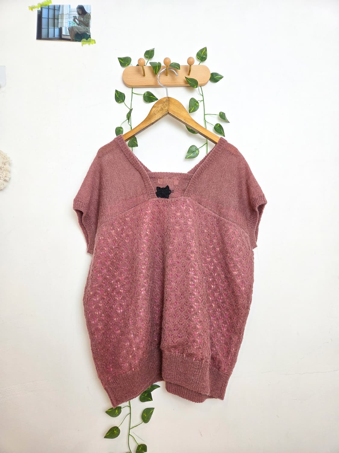 색실 고양이 니트 탑 상품이미지4