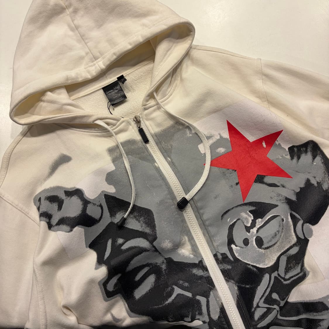 [XL] 넘버나인 아트웍 프린팅 스웻 후드집업 화이트 D249 상품이미지3