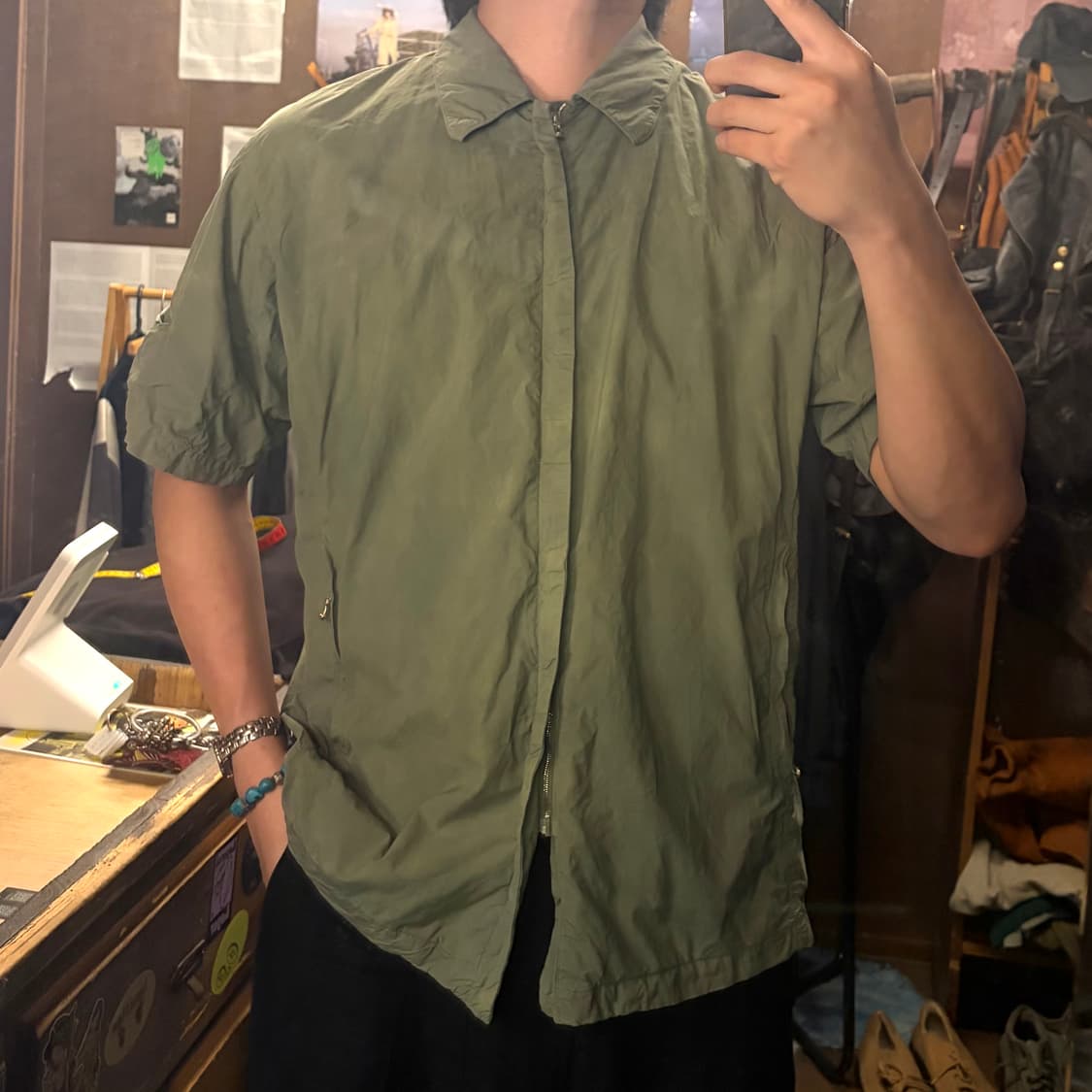 90S CP COMPANY RIRI 세이지 집업 하프 셔츠 상품이미지4