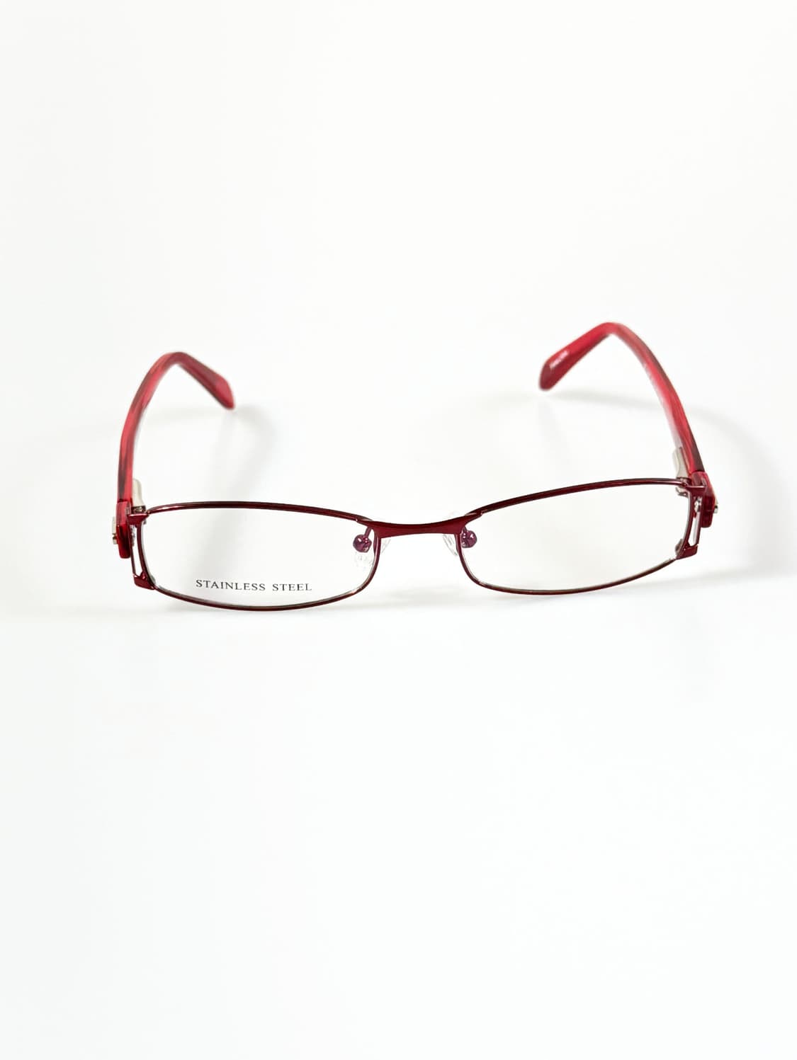 90s TOKIO 루비 레드 메탈 슬림 스퀘어 빈티지 안경 상품이미지1