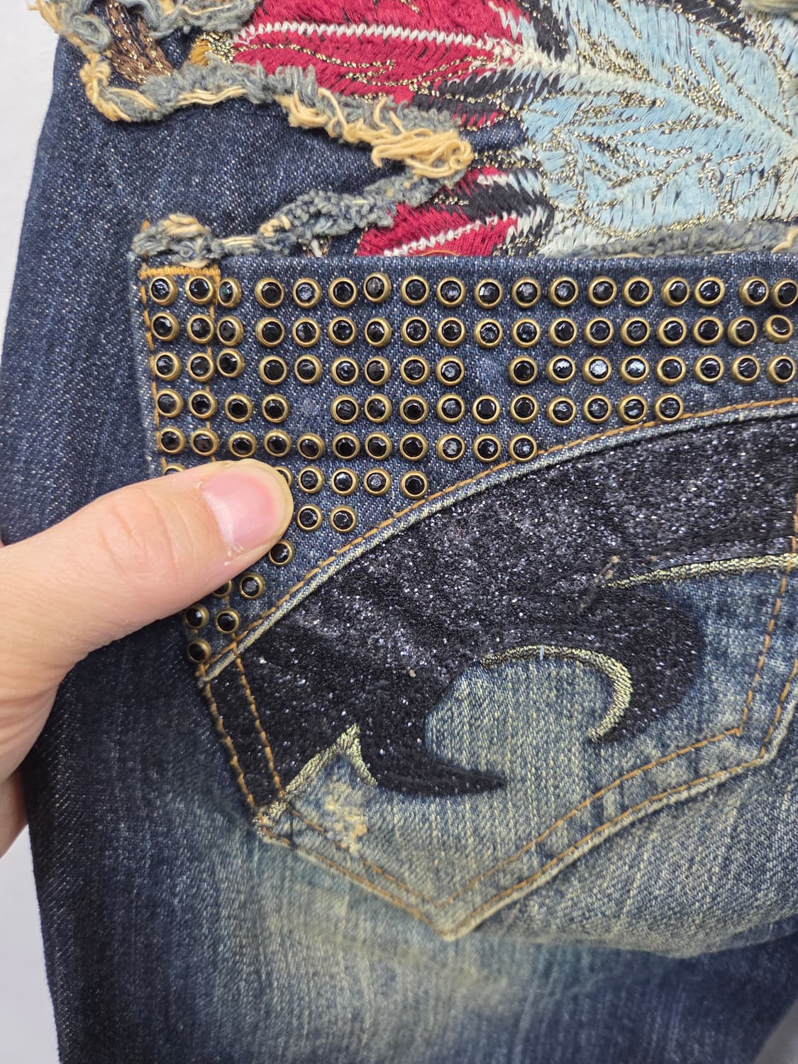 레드페퍼 여성 큐빅 빈티지워싱 부츠컷 데님팬츠 26 상품이미지7