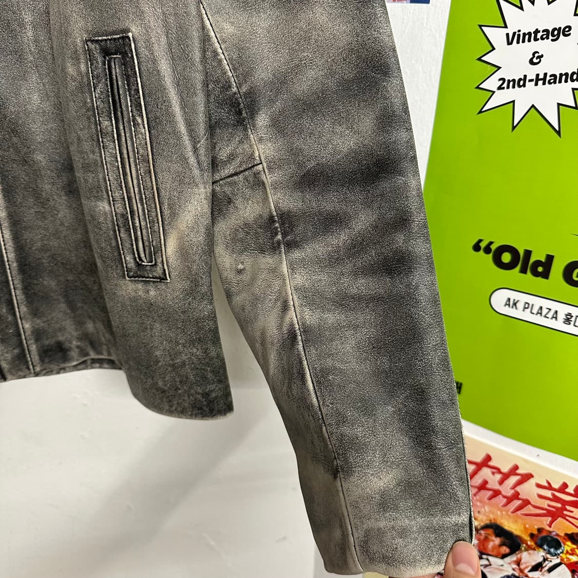 빈티지 워싱 양가죽 바이커 자켓 상품이미지3