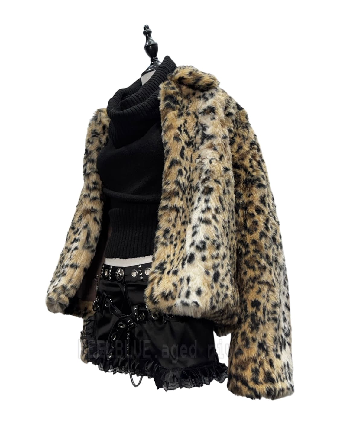 MORGAN Kint Leopard Fur Jacket 2pcs Set 상품이미지2