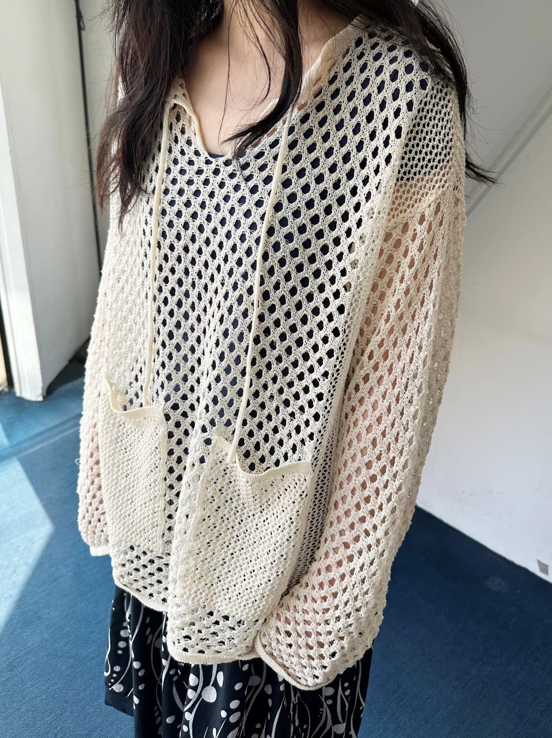Loose gauge wide silhouette mesh knit 상품이미지7