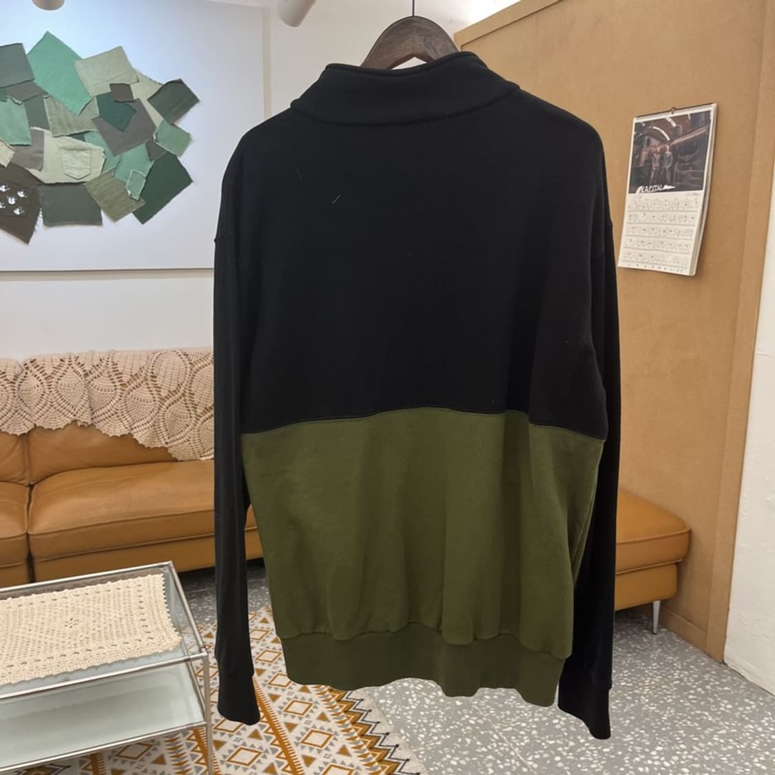 커버낫 캐주얼 빈티지 말차카키 반집업 맨투맨 XL C10745 상품이미지4