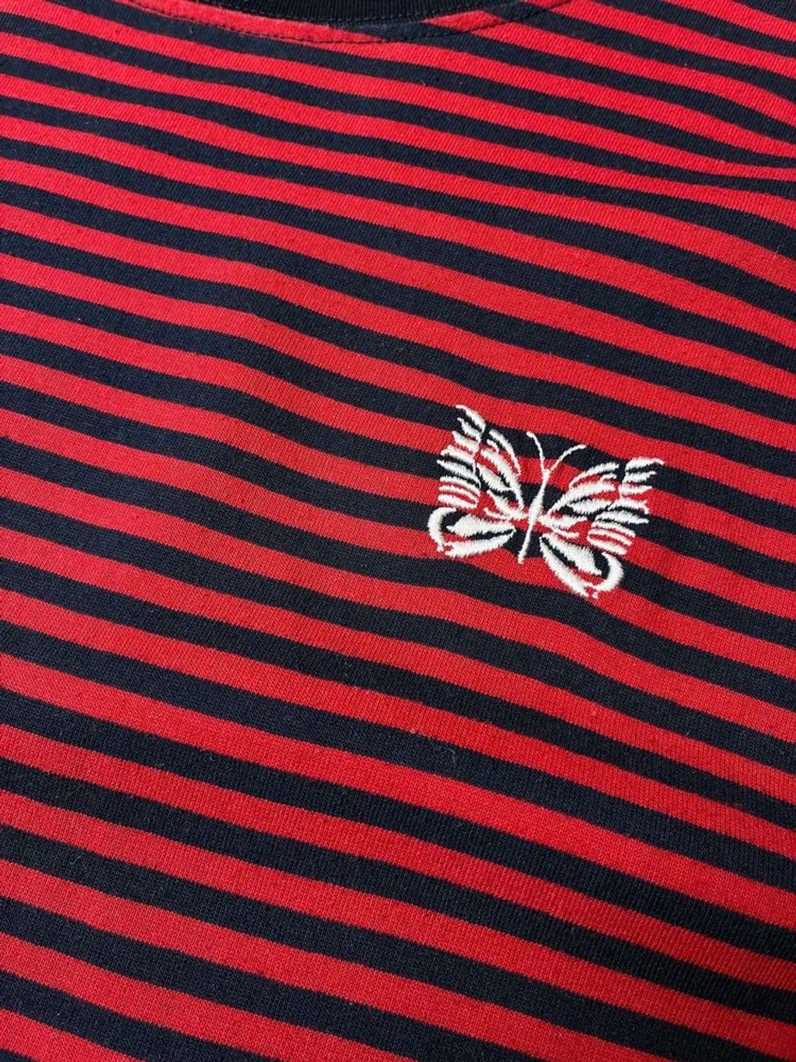 니들스 스트라이프 나비 자수 코튼 반팔 티셔츠 PN9670 상품이미지3