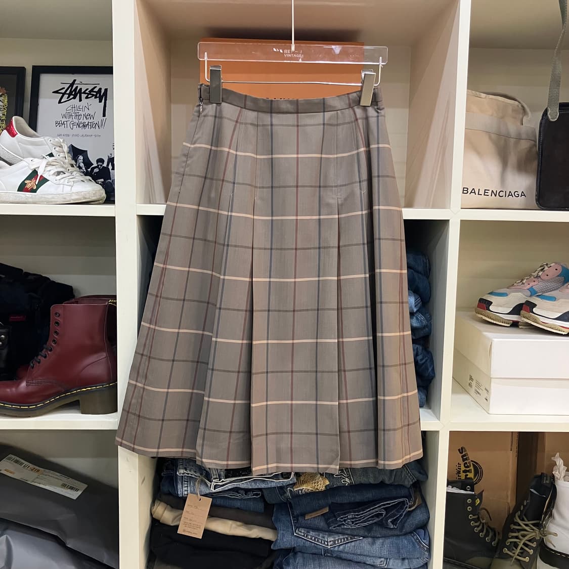 버버리 체크 울 플리츠 스커트 상품이미지3
