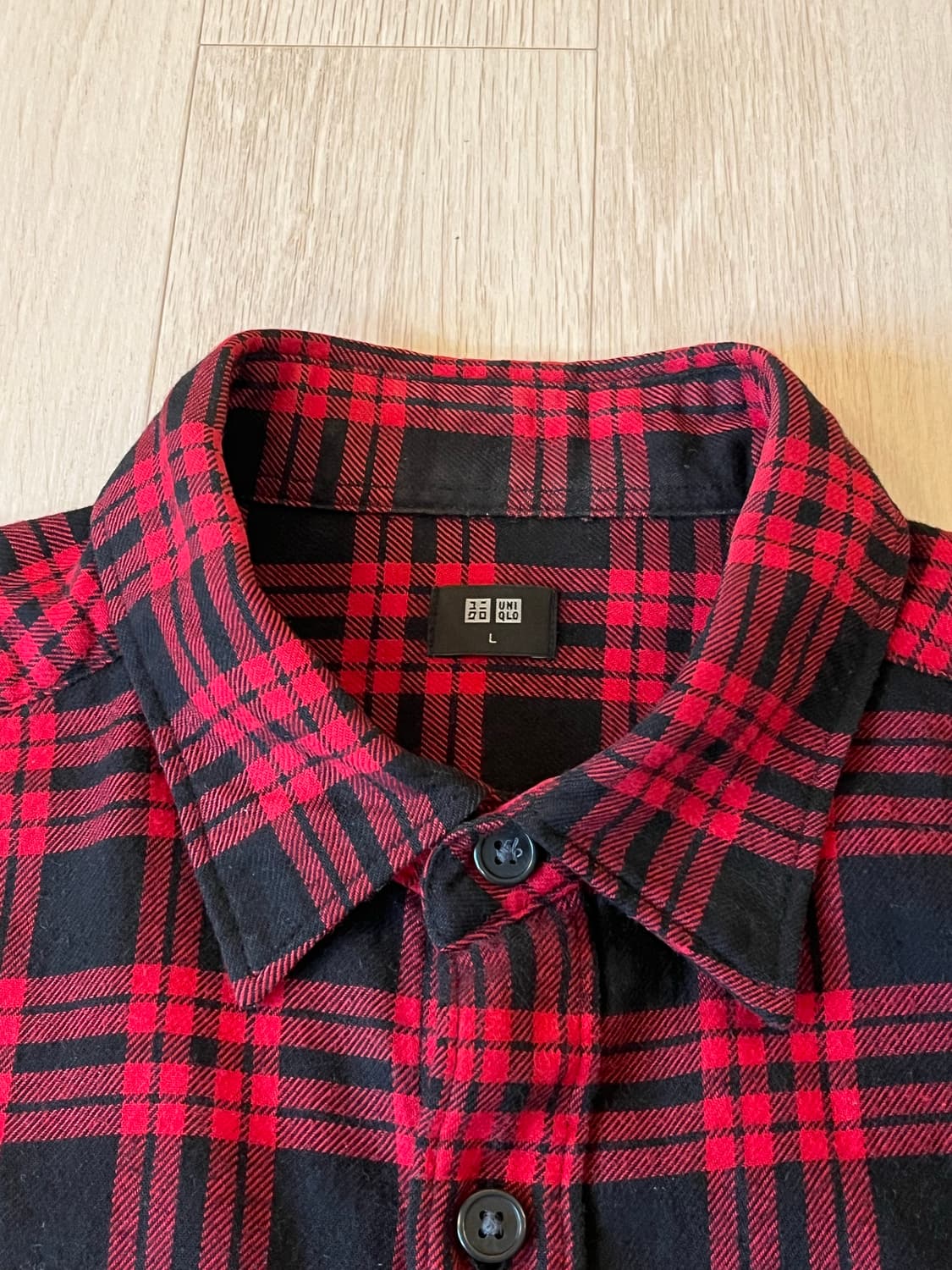 🔹유니클로 체크 셔츠 L🔹 레드/블랙 기본템 상품이미지2