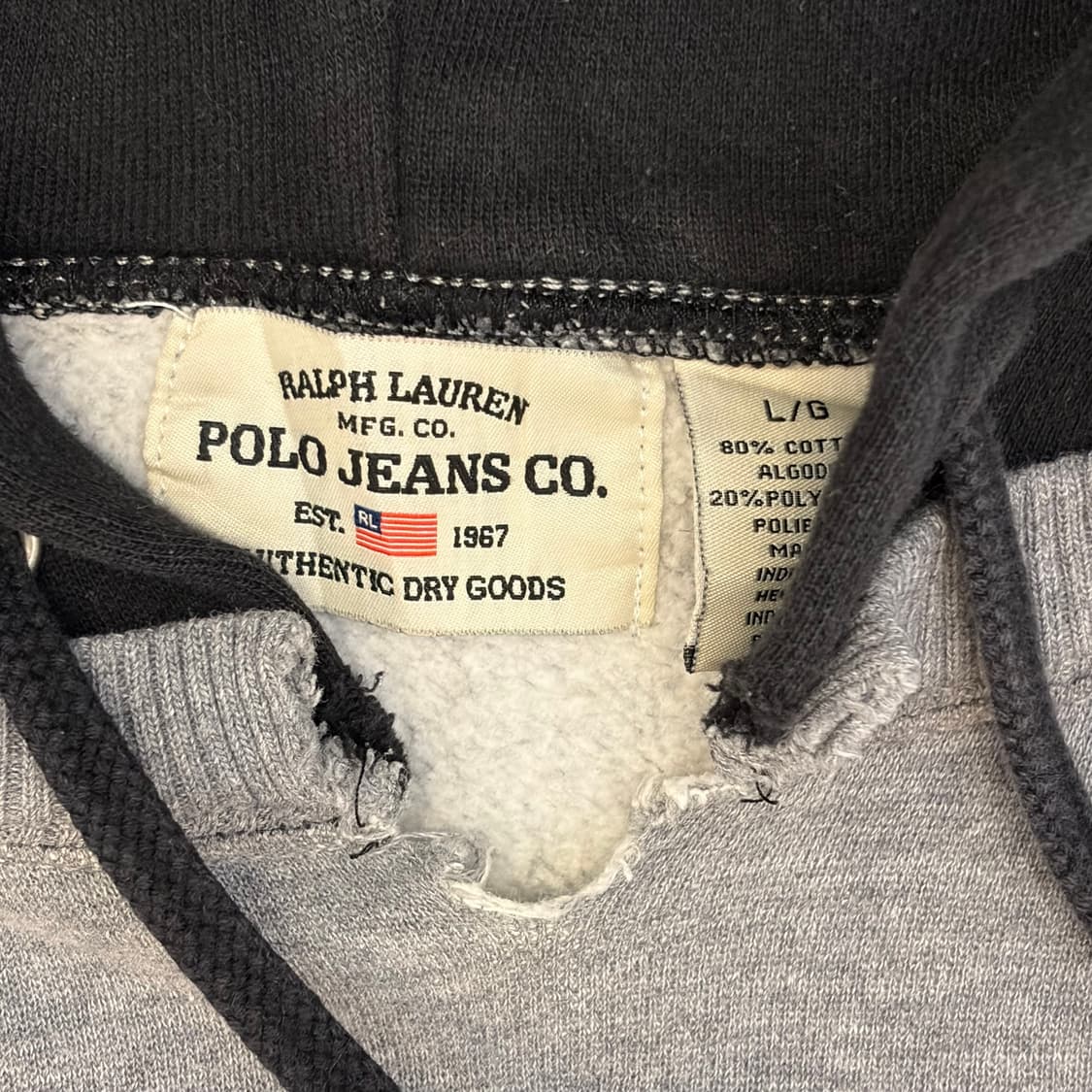 90s 미국 빈티지 폴로랄프로렌 폴로진 빅로고 후드티 상품이미지7