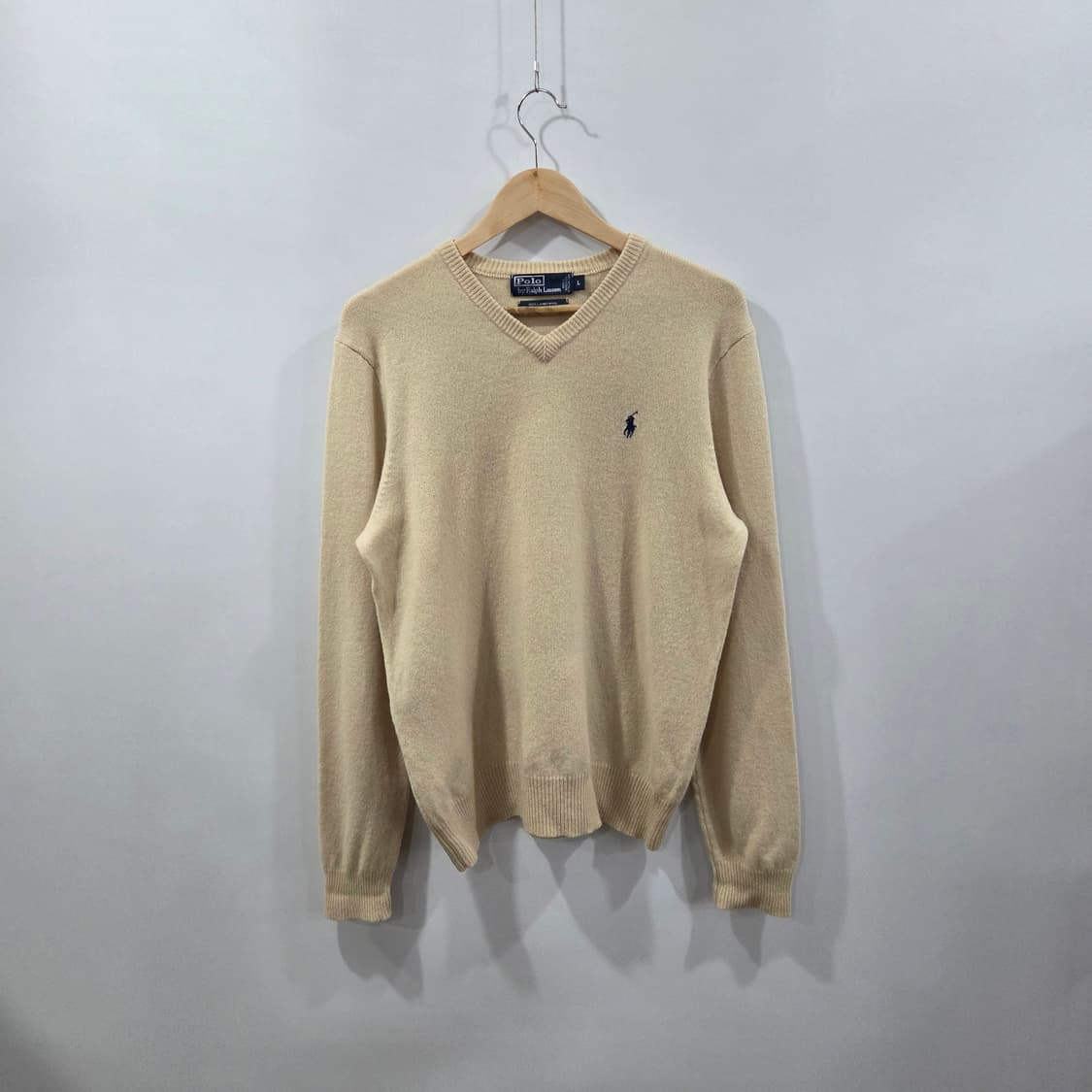 폴로랄프로렌 램스울 옐로우 브이넥 니트 L 상품이미지1