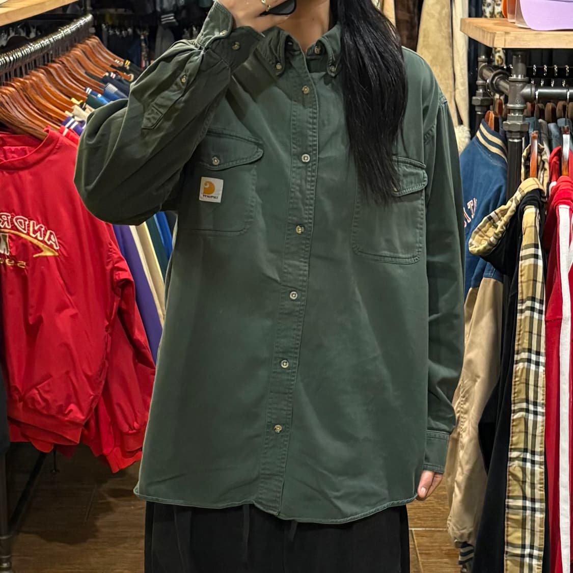 [HI] Carhartt 칼하트 투포켓 긴팔셔츠 카키 상품이미지2