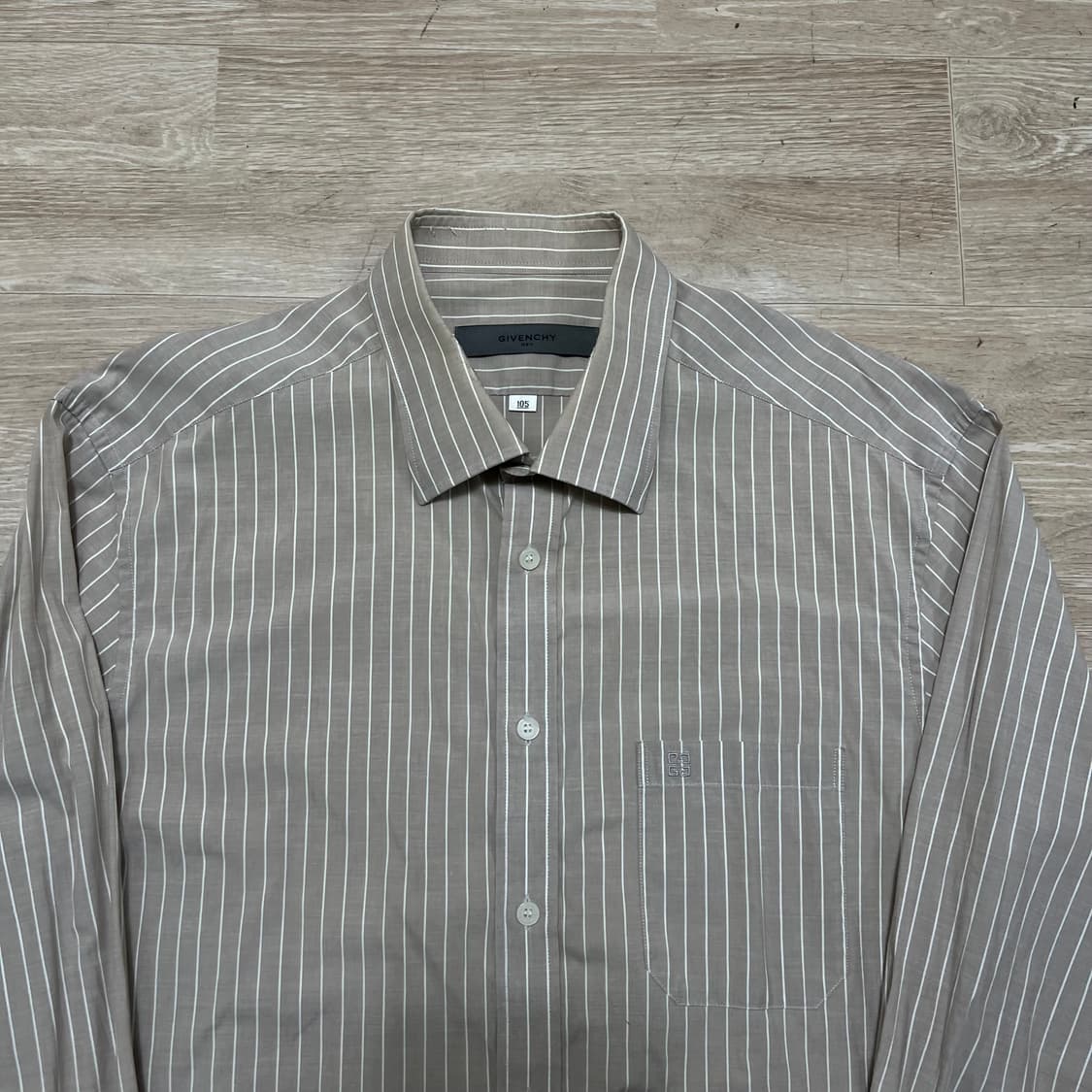 지방시 맨 클래식 스트라이프 셔츠 [라이트 베이지] XL/105 상품이미지2