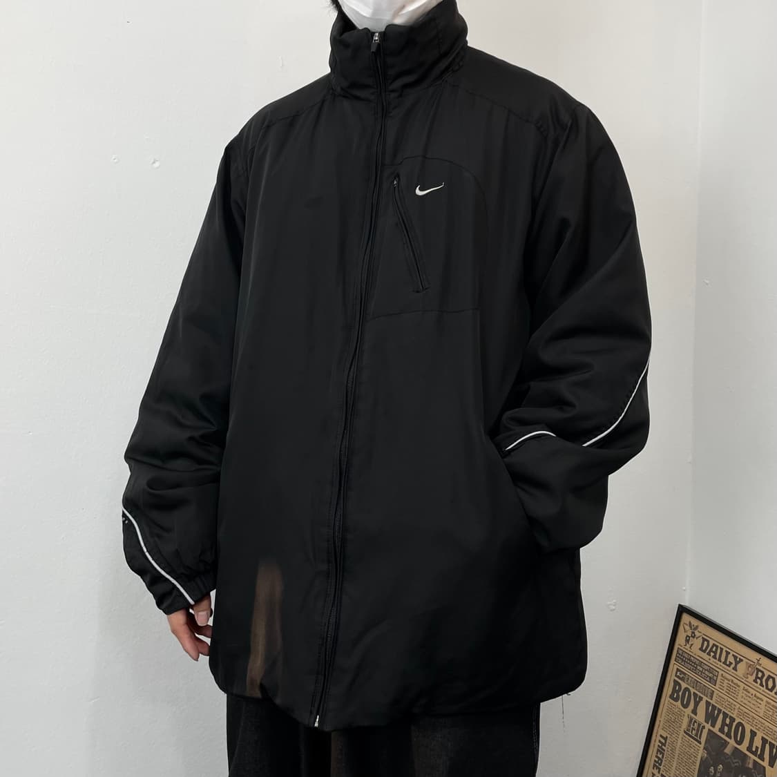 XL(2XL) 나이키 하이넥 파이핑 비대칭 바람막이점퍼 상품이미지1