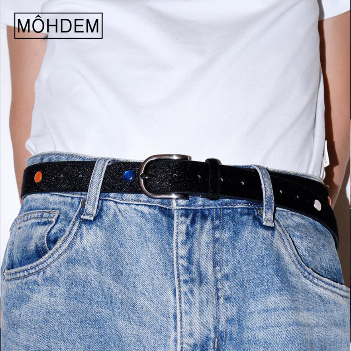 [Unisex] 스터드 송치털 미니멀 가죽벨트 상품이미지2