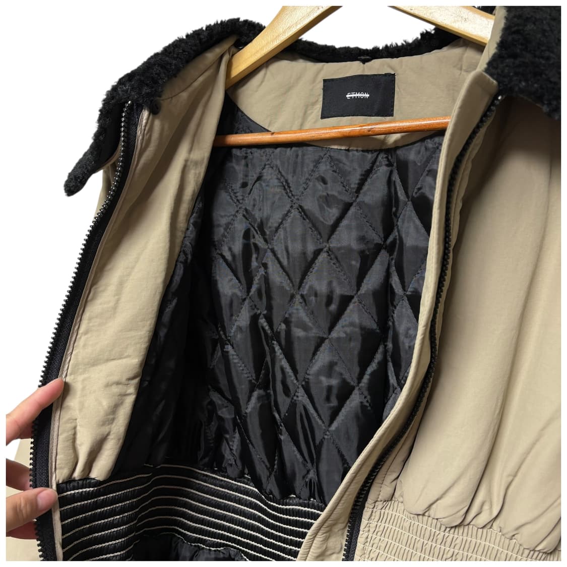 3740 에트몽 스모크 패딩 코트 카키 베이지 상품이미지8
