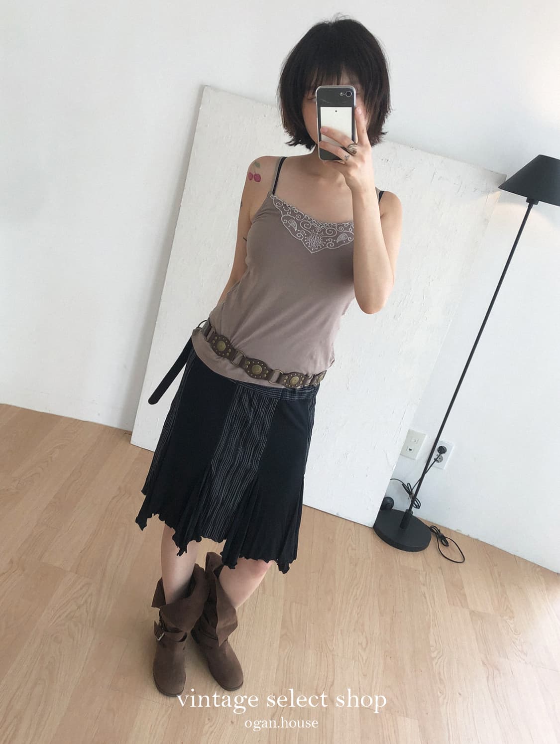 vintage patchwork asymmetry skirt 상품이미지4