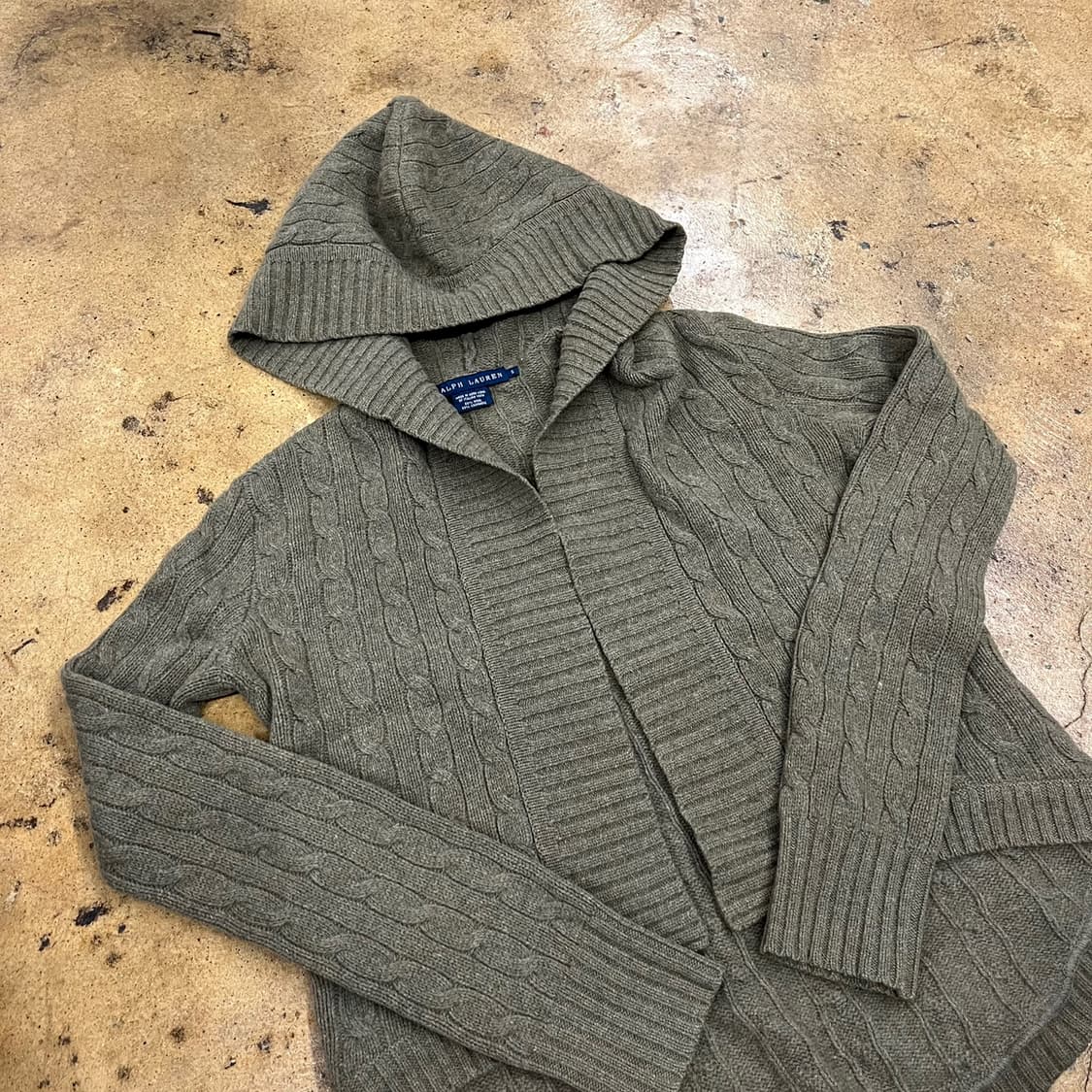 폴로 랄프로렌 카키 꽈배기 니트 후드 가디건  상품이미지1