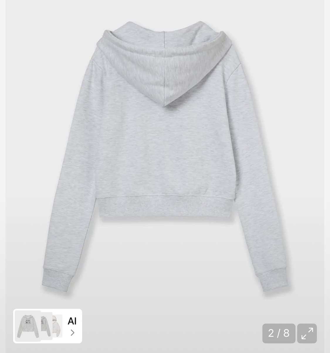 택o 새상품) aeae 에이이에이이 도트 크롭 후드집업 라이트그레이 상품이미지2