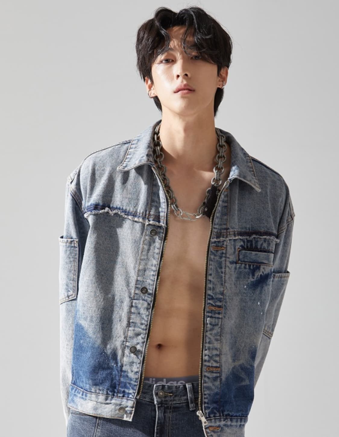 메종미네드 / 블루 워싱 지퍼 데님 자켓 / L 상품이미지4