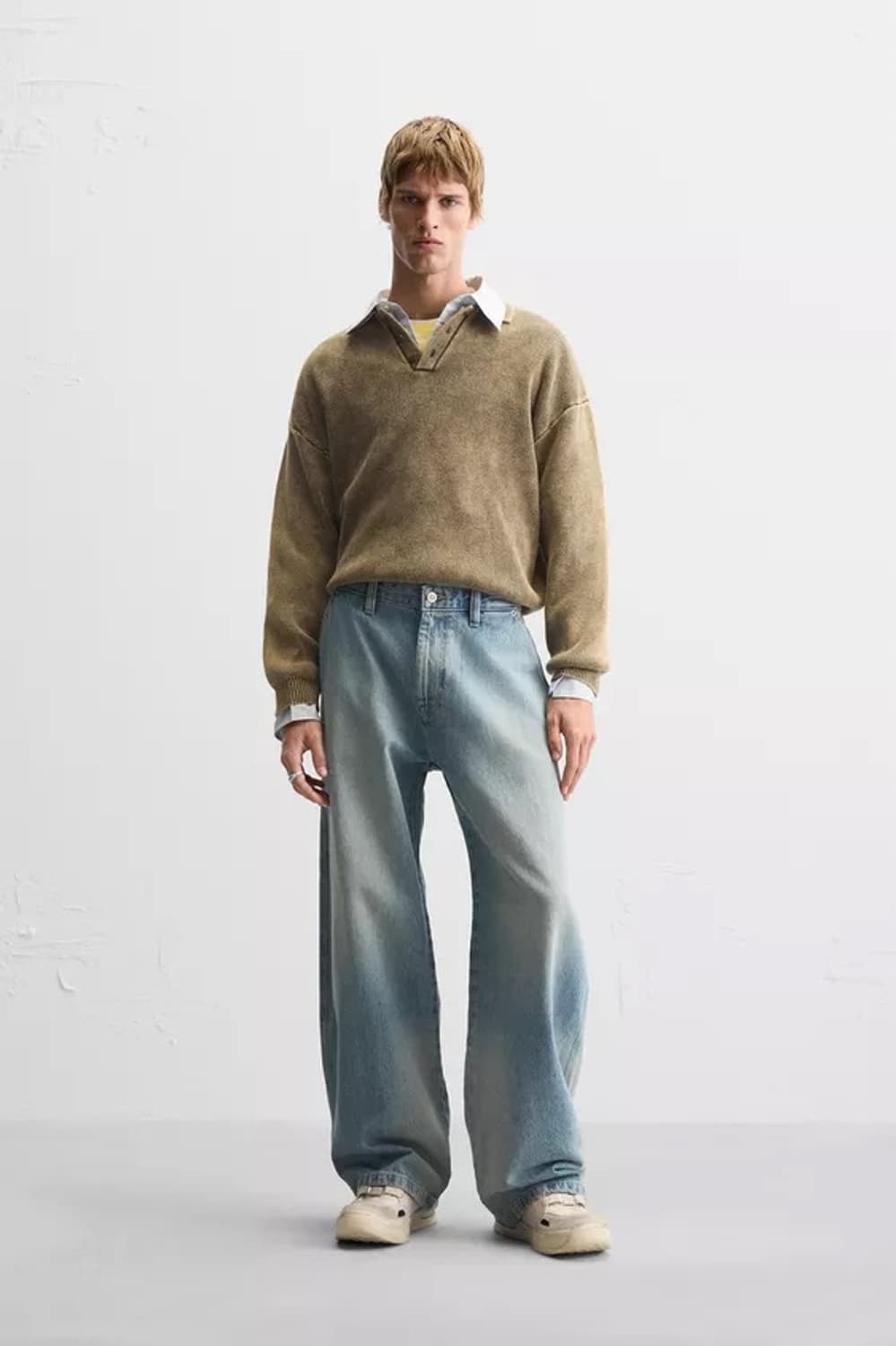 지라 에디션 워시드 이펙트 카라 헨리넥 니트  상품이미지2