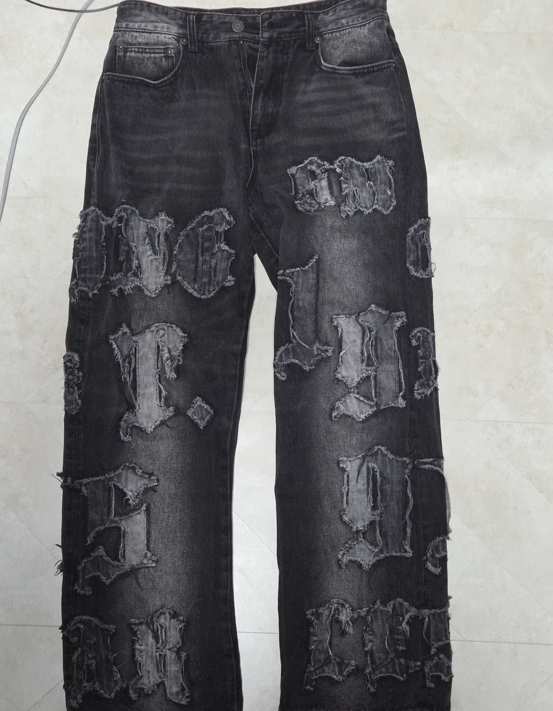 스모크라이즈 패치워크 흑청 데님 상품이미지3