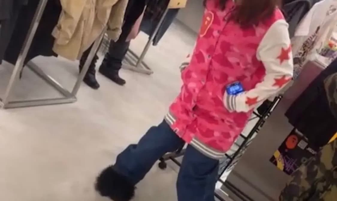 베이프 핑크 카모 롱바시티자켓 원피스 바시티 후드 집업 핑계 갸루 빈티지 상품이미지2