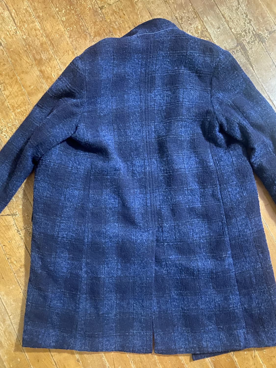 zara man 네이비 체크 롱 코트 L 상품이미지6