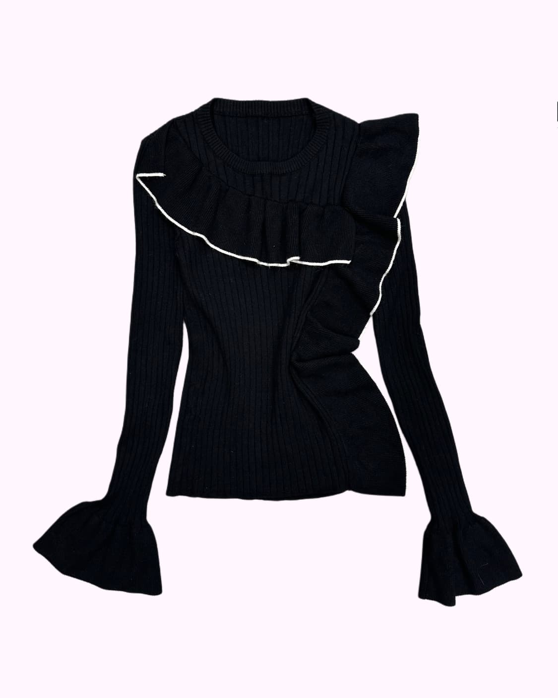 ribbed ruffle detail knit 상품이미지1