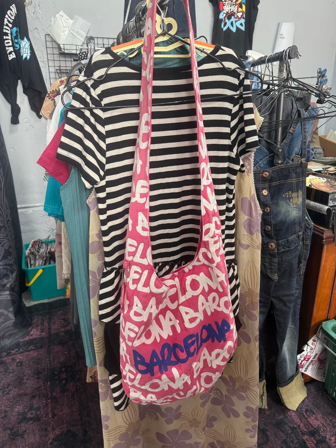 레터링 글리터 핫핑크 숄더 크로스백 상품이미지7