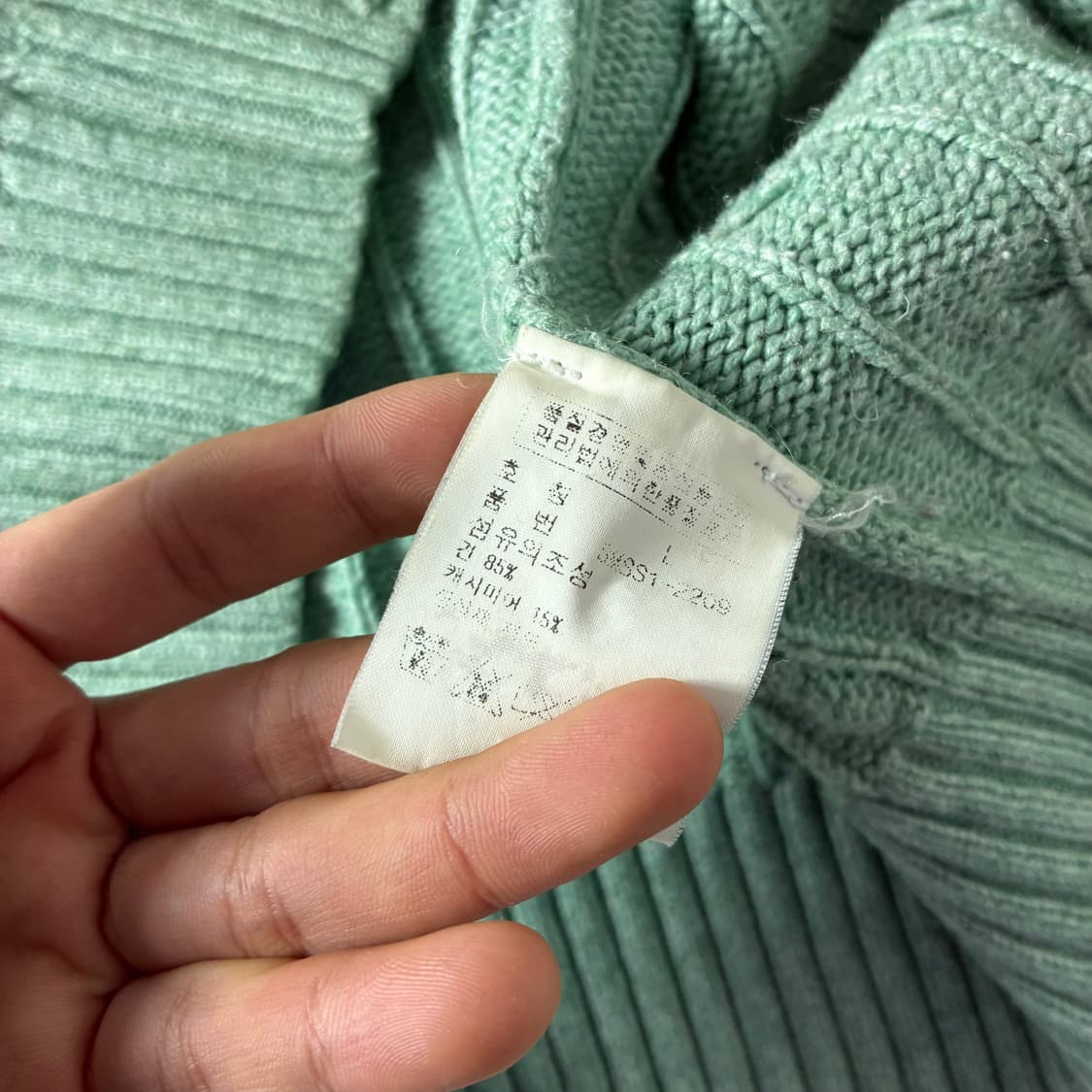 Polo  폴로 랄프로렌 자수 실크캐시미어 라이트그린 꽈배기 니트 상품이미지5