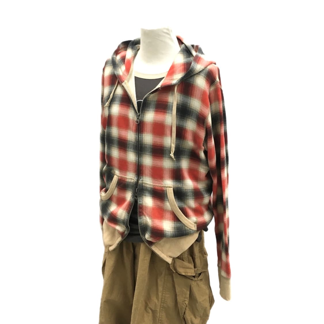 JPN Check hood zip-up 상품이미지2